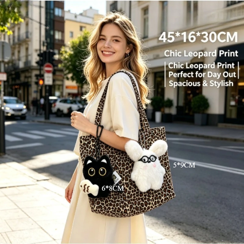 Quiet Luxury Bags Tote - Сумка-тоут из холщовой ткани с леопардовым
