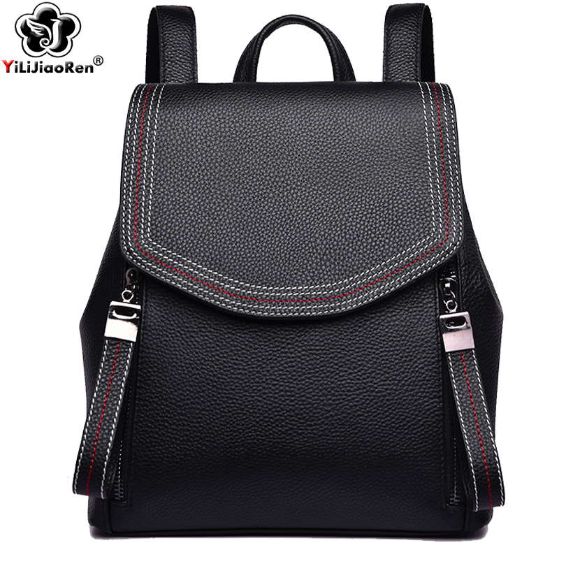 Genuine Leather Backpack - Рюкзак женский, из натуральной кожи, большой