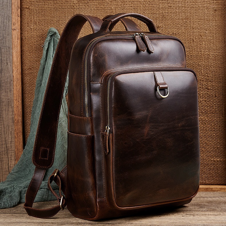 Мужской рюкзак для ноутбука из – обзор и цена Genuine Leather Backpack