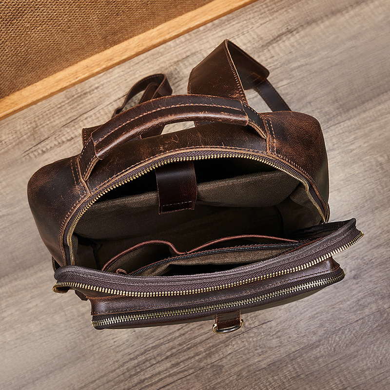 Мужской рюкзак для ноутбука из – обзор и цена Genuine Leather Backpack