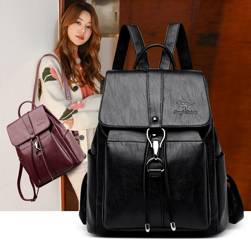 Рюкзак с защитой от кражи, жен – обзор и цена Genuine Leather Backpack
